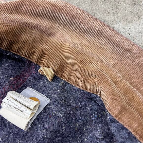 Vintage Carhartt Blanket Lined Chore Coat Barn Jacket C01 BRN 44 Faded Workwear - Picture 12 of 14